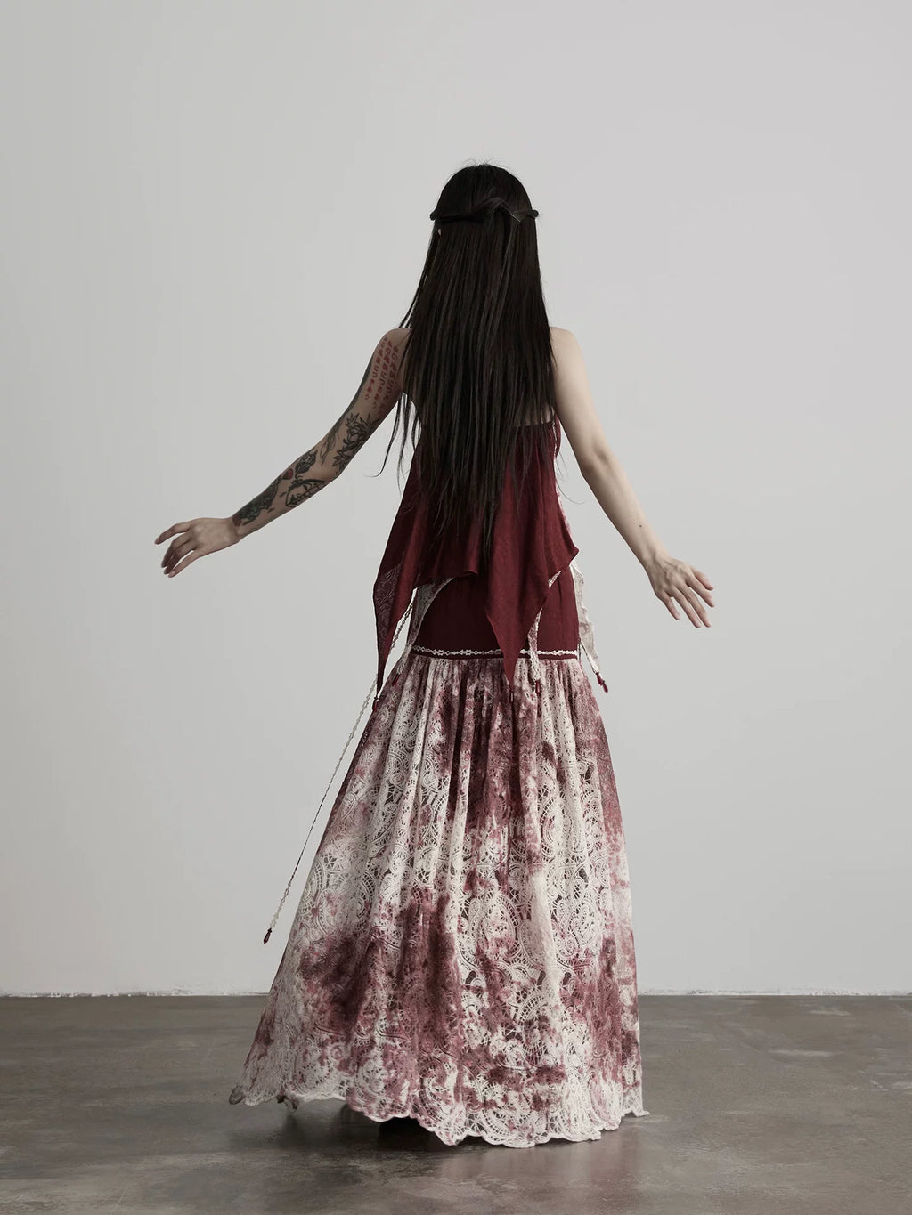 INDULGE Bead Lace Stitching Dress