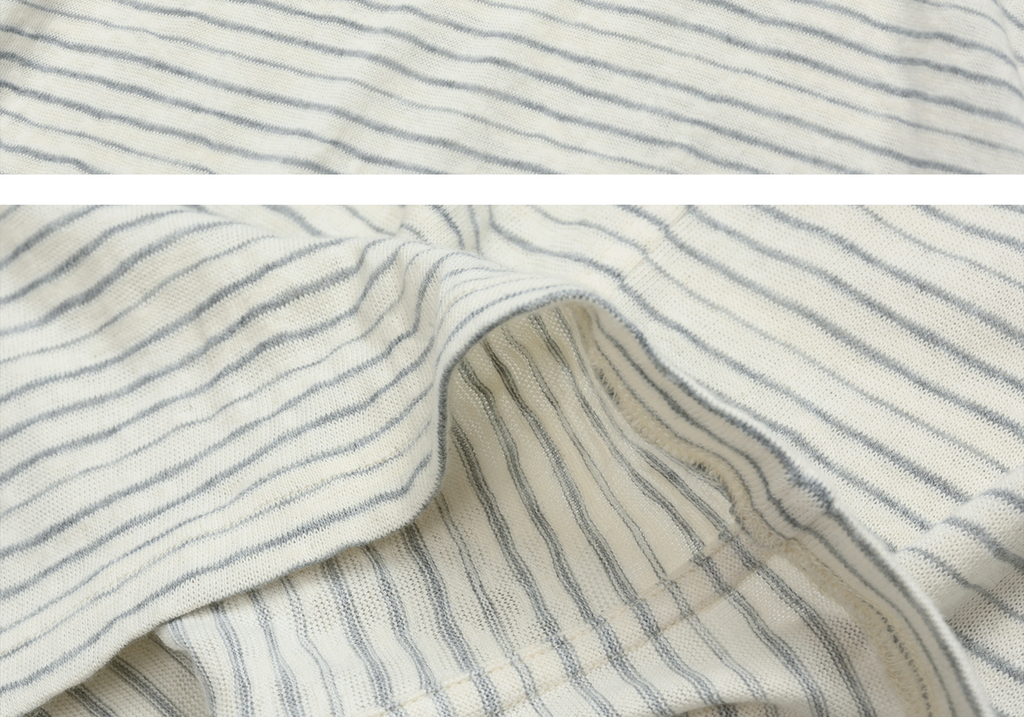 Set for Life Striped Lazy Casual Short Wide Crew Neck Long Sleeve