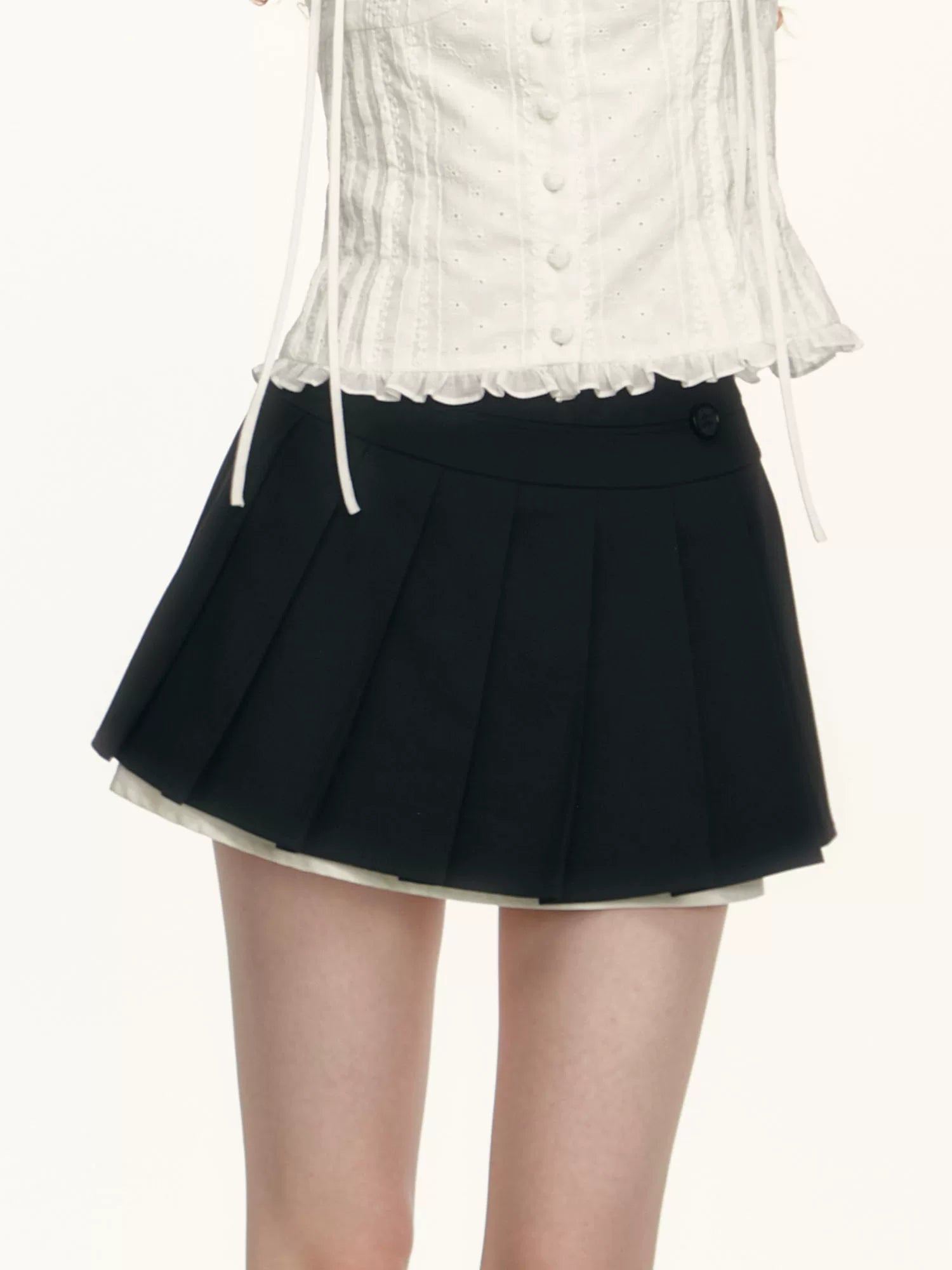 SUREENOUGH High-waisted Slimming Patchwork Pleated Skirts