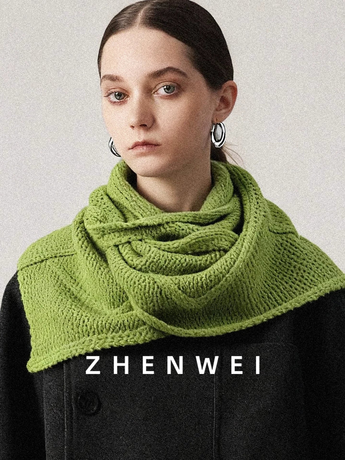 ZHENWEI Knitted Twist Cross Button Neck Protector Scarf Shawl