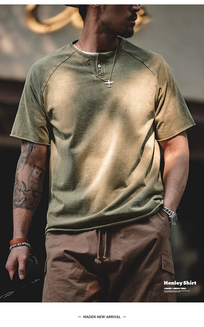 Maden Vintage Made Old Henry Collar Elastic Slim Tee