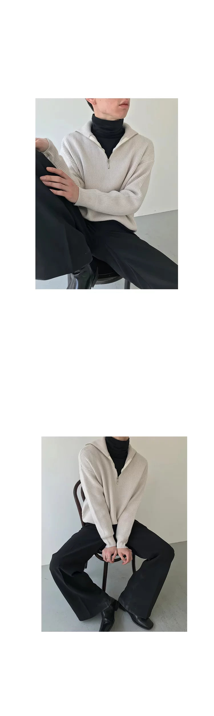 COLN Vintage Turtleneck Zip-up Sweater
