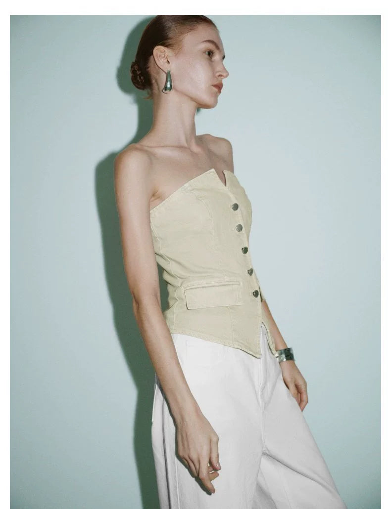 URBAN REVIVO Tube Top Sleeveless Casual Shirt