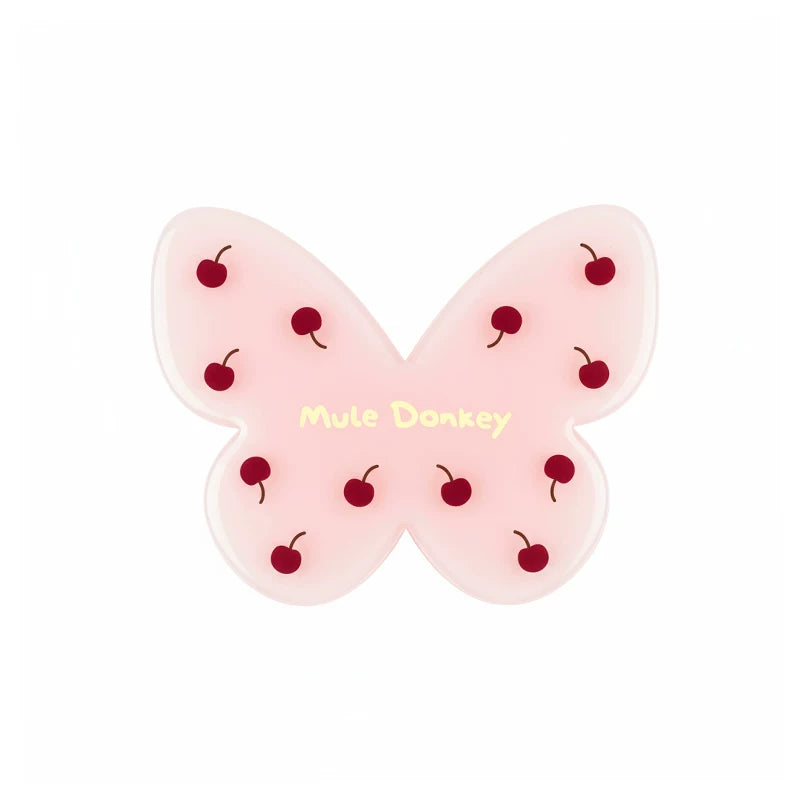 Mule Donkey Pink Cherry Butterfly Hairpin