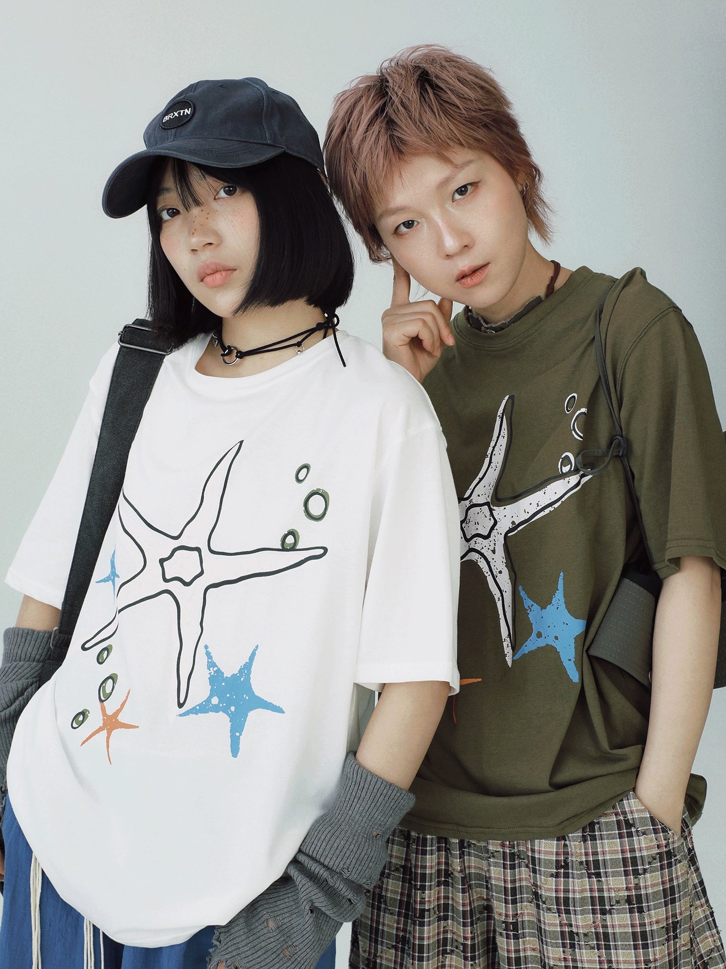 STILLYOU Fun Graffiti Starfish Print Tee