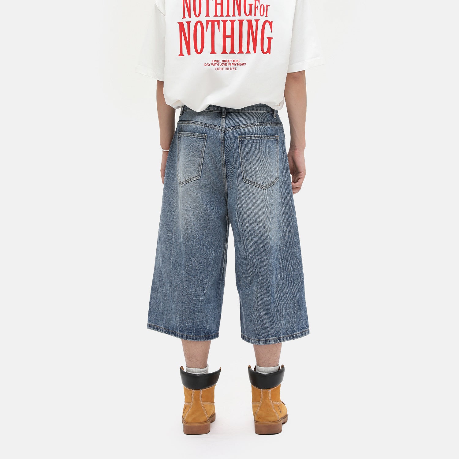 MTLCLOTHES Lightning-pattern Polished White Denim Shorts