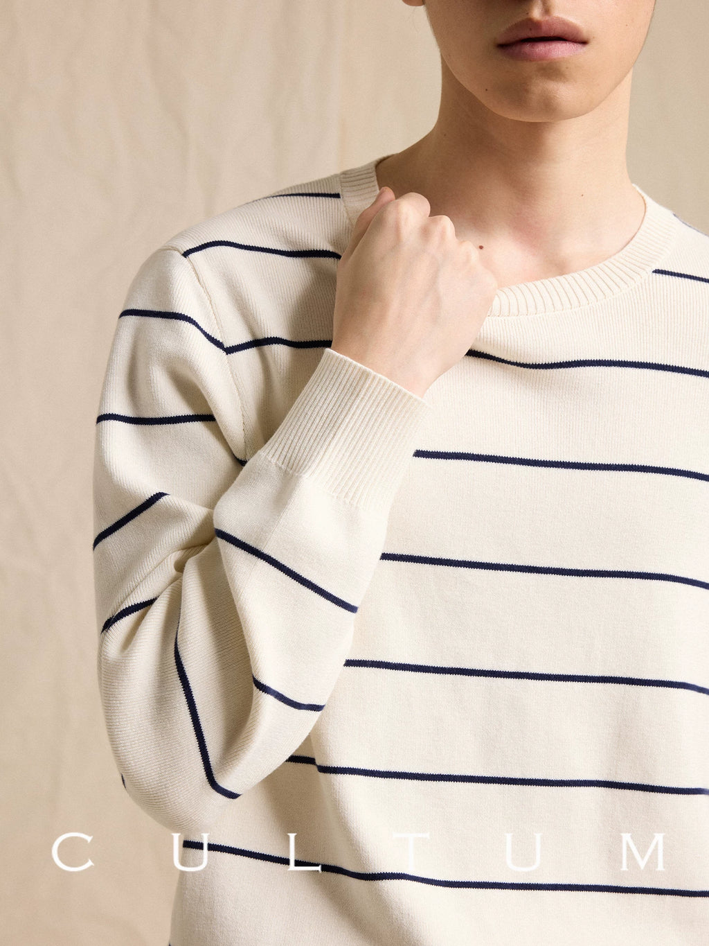 CULTUM Crew Neck Striped Knitted Sweater