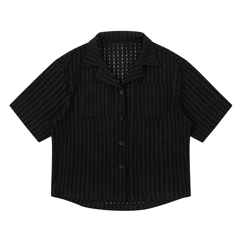 CoosRetr Vintage Hollow Old Money Wind Short Sleeve Shirt