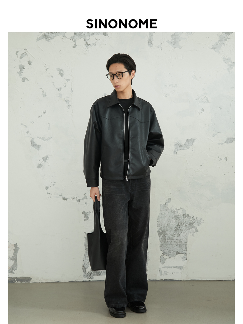 SINONOME faux PU short leather jacket cleanfit