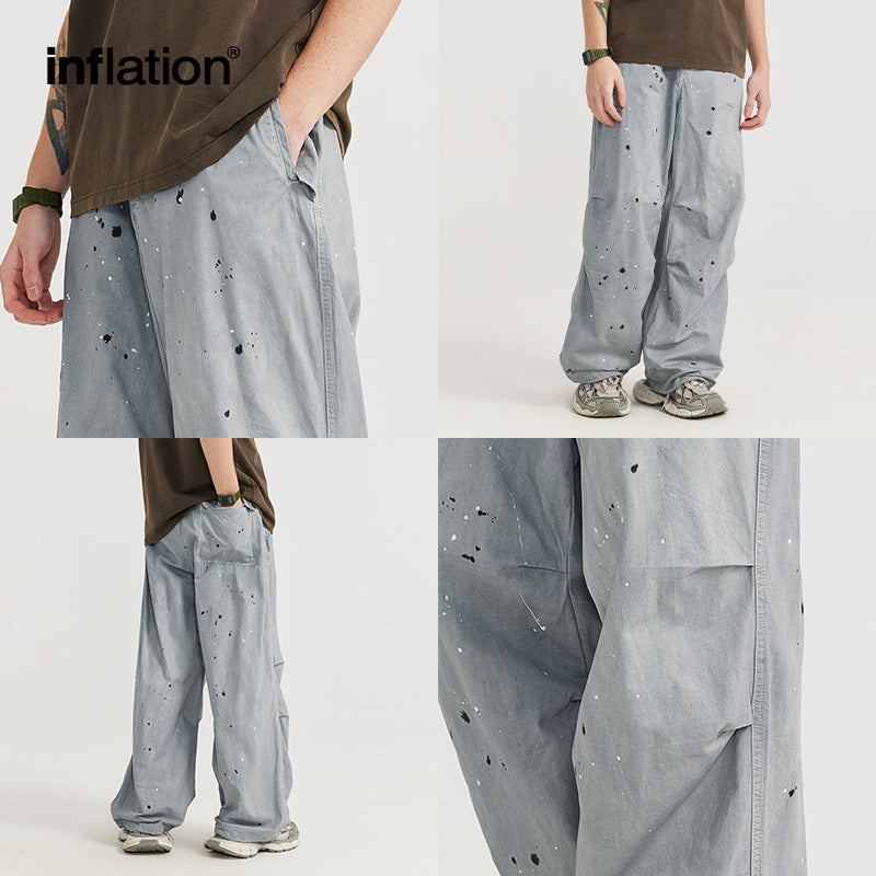 INF Washing and splashing ink parachute pants