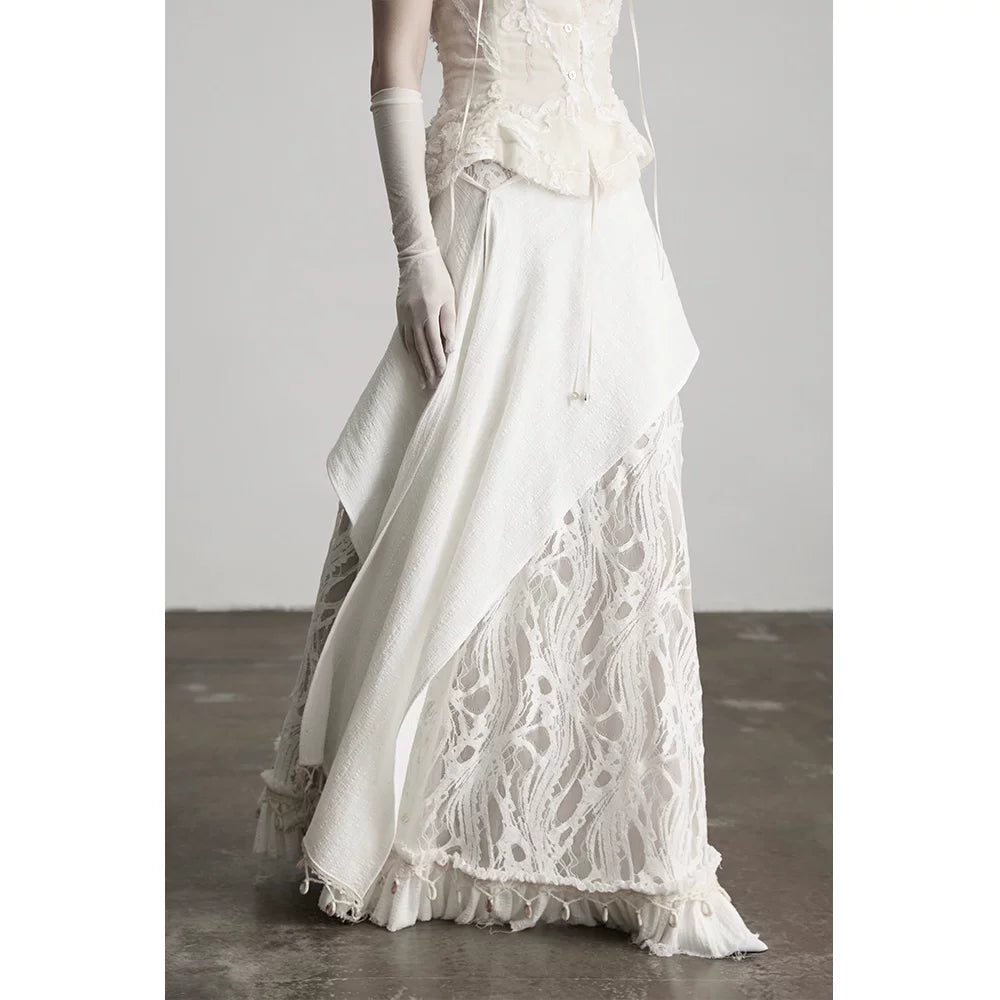 INDULGE Fringed Flower Mesh Skirt