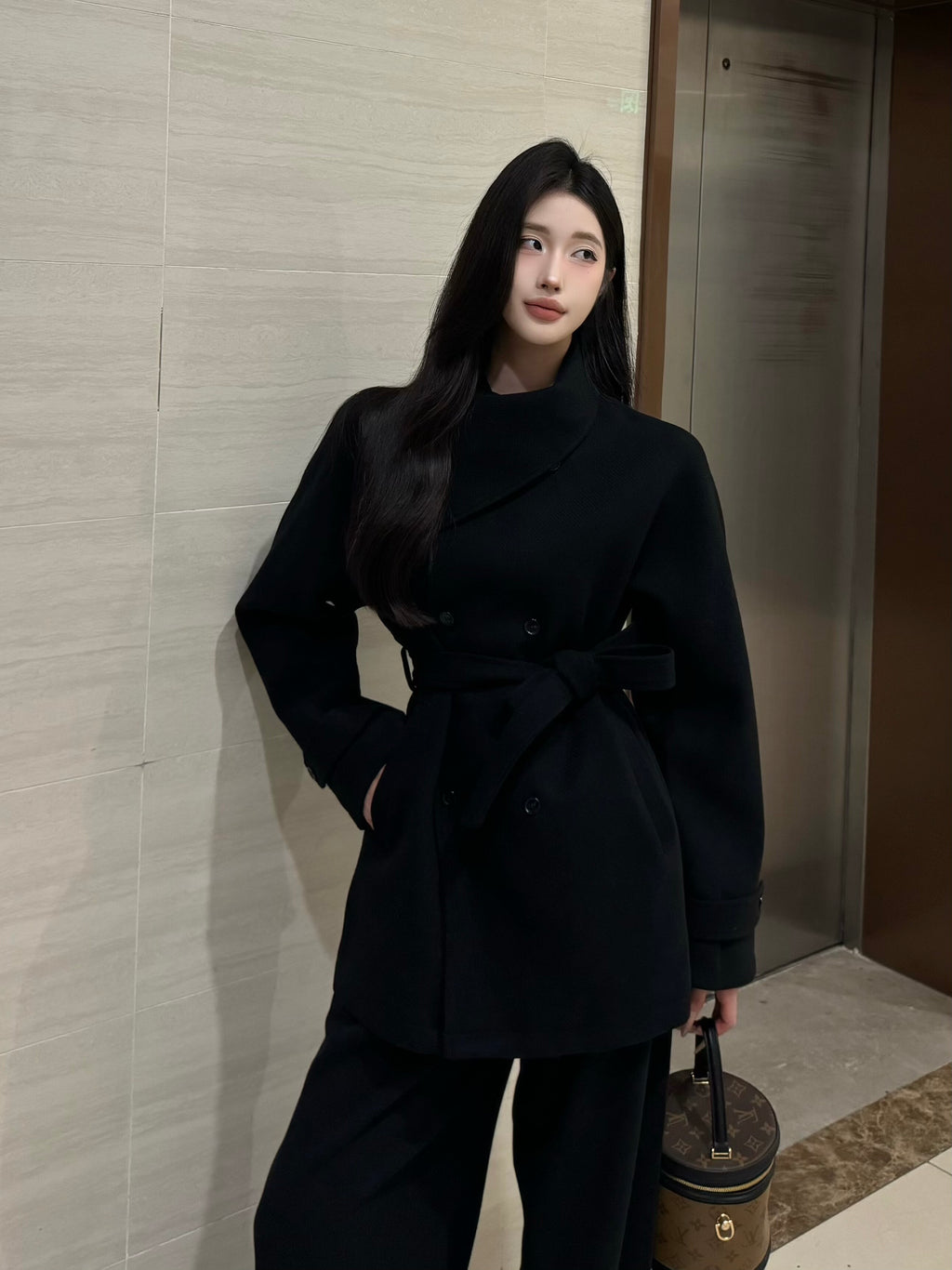 PANPANSTUDIO Thickened Woolen Jacket Wide-leg Pants Set