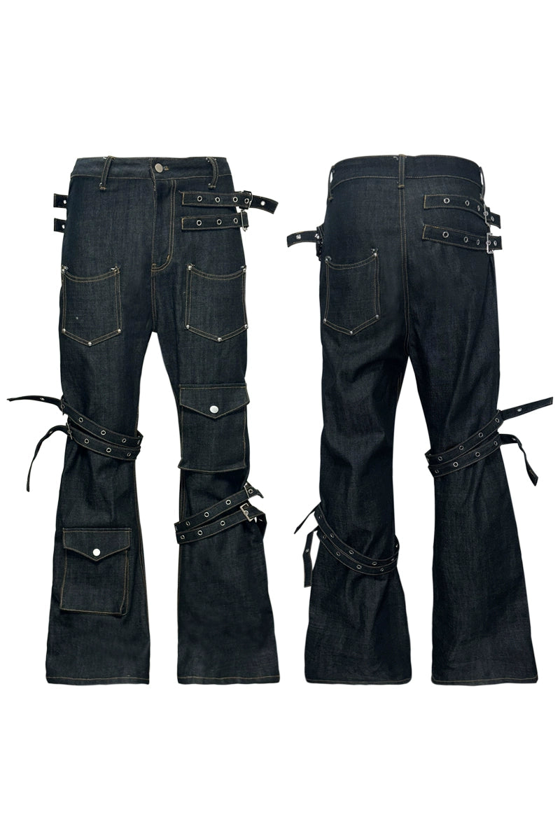 PAIKI Strap Straight Versatile Jeans