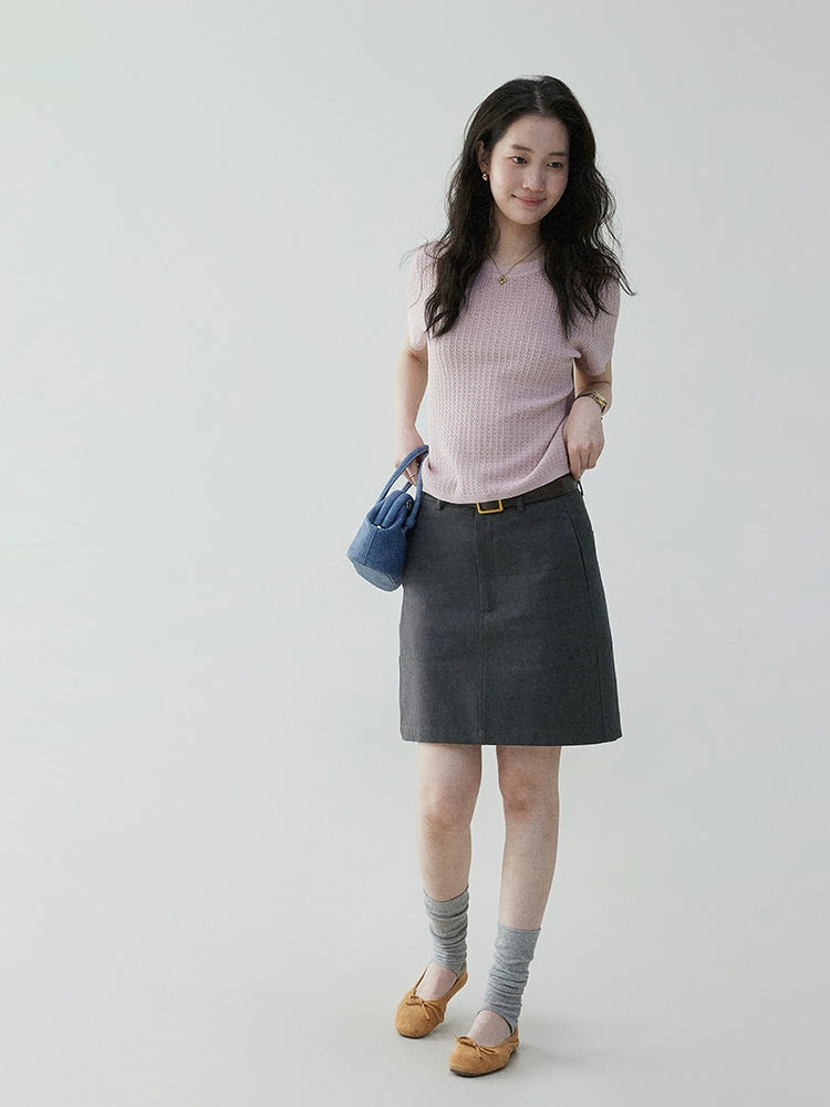 VOOE Korean High-end Simple A-shaped Skirt