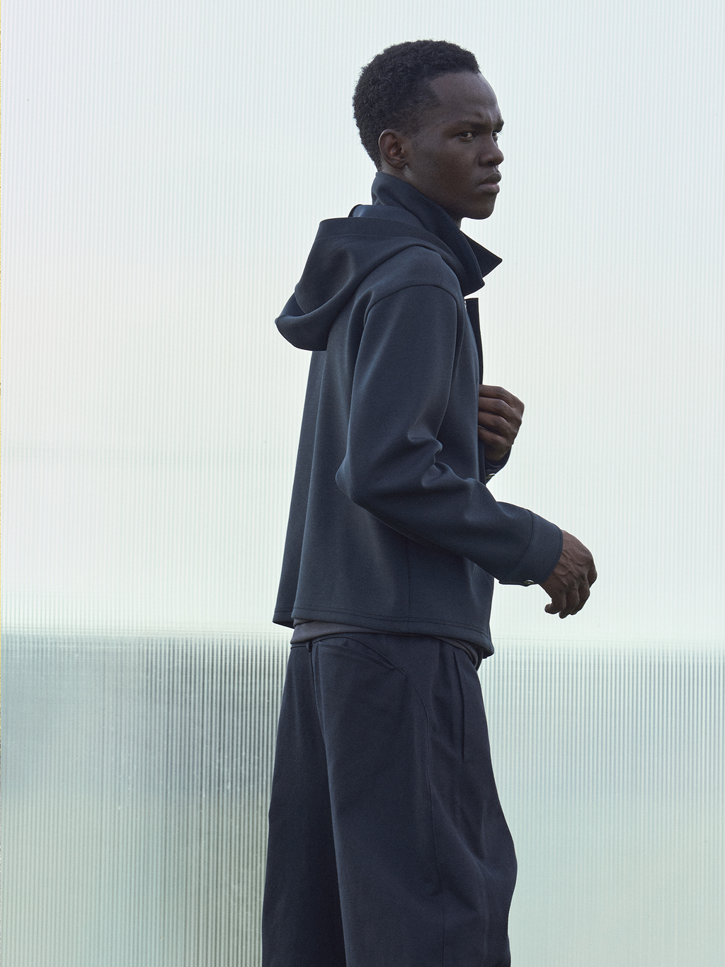BEVAN UP Half Zip Lapel Hooded Sweater
