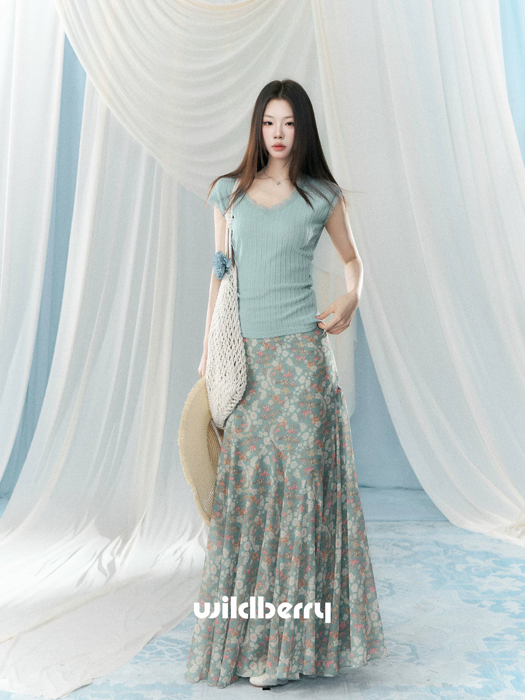 Wildberry Vintage High Waist Floral Skirt