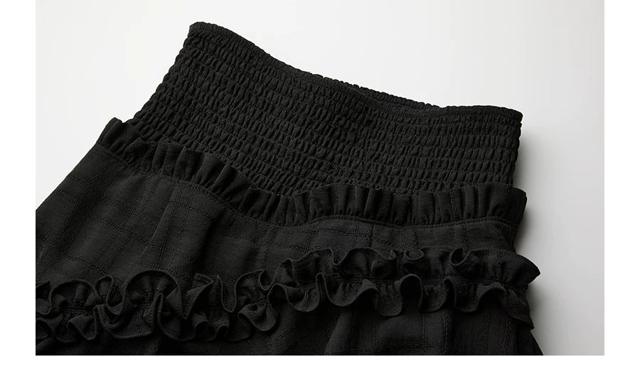 INDULGE Ruffle Edge Splicing Streamer Skirt