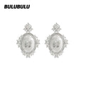 BULUBULU Magic Mirror Butterfly Flash Diamond Oval Stud Earrings