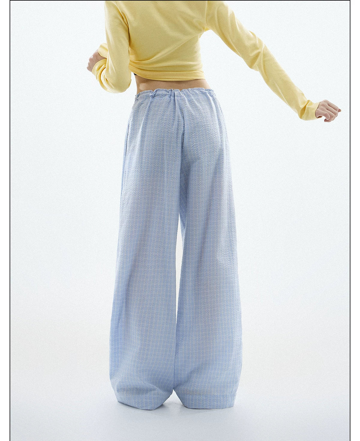 CHANT2nd Checked Straight Casual Wide-leg Pants