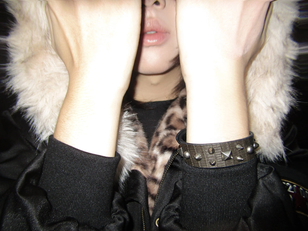 Imdelusion Punk Rock Rivet Leather Waxed Lambskin Bracelet Accessories