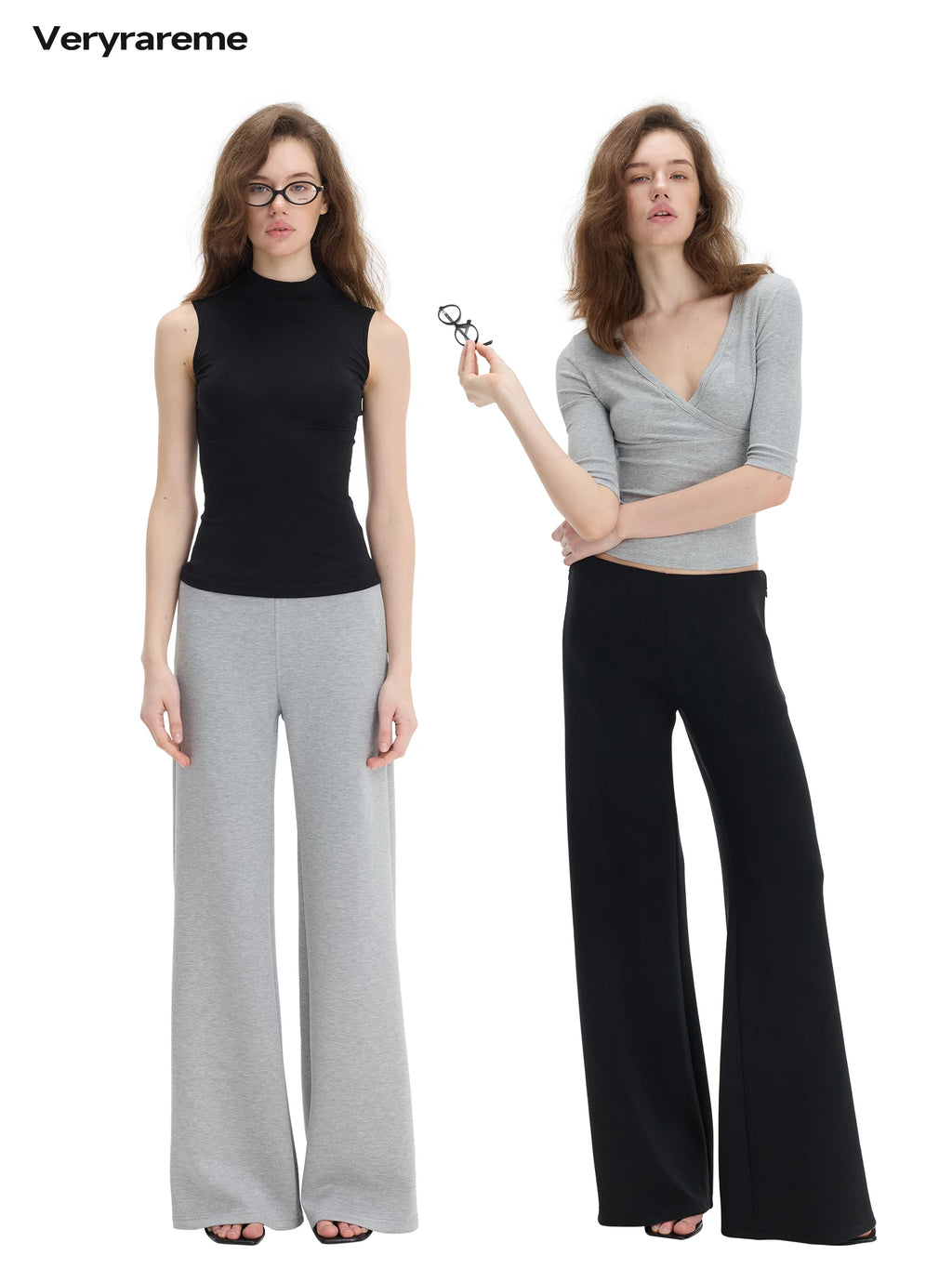 Veryrareme Low Waist Drape Wide Legs Thin Versatile Suit