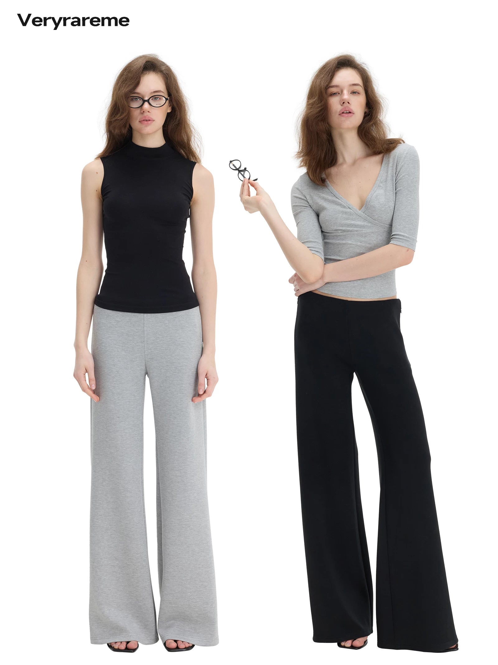 Veryrareme Low Waist Drape Wide Legs Thin Versatile Suit