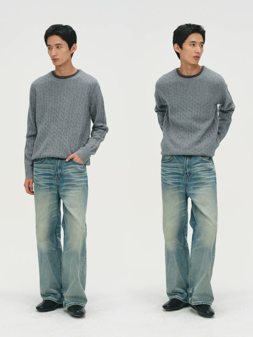 No Logo Loosestraight-leg Slightly Wide Jeans