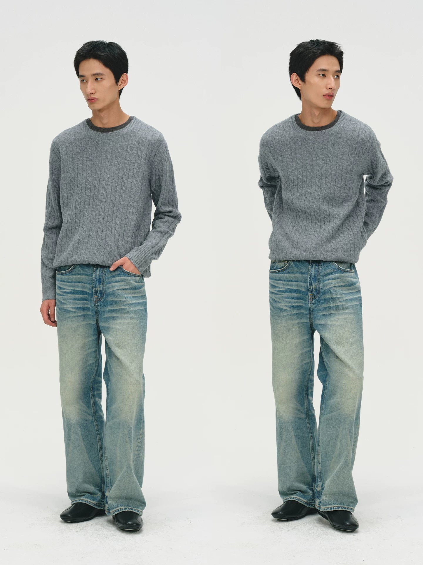 No Logo Loosestraight-leg Slightly Wide Jeans
