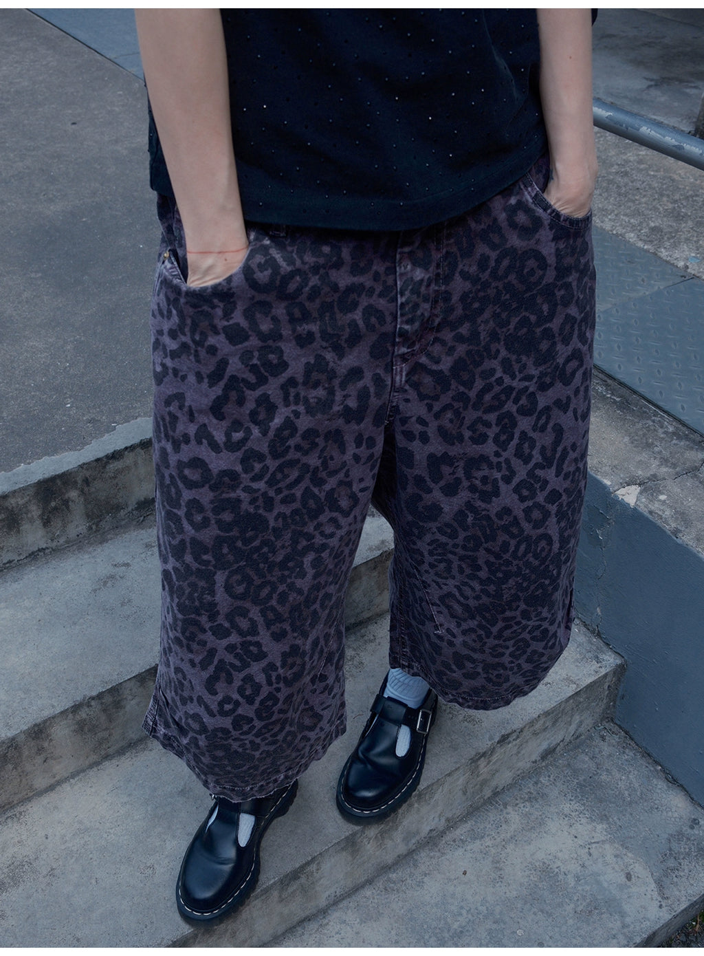 MMBBT Old Leopard Print Elastic Waist Seven-point Casual Pants