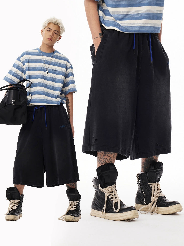 CoosRetro Wash Destroy Embroidered Logo Shorts