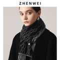 ZHENWEI 26 High-count 100% Wool Checked Knitted Scarves