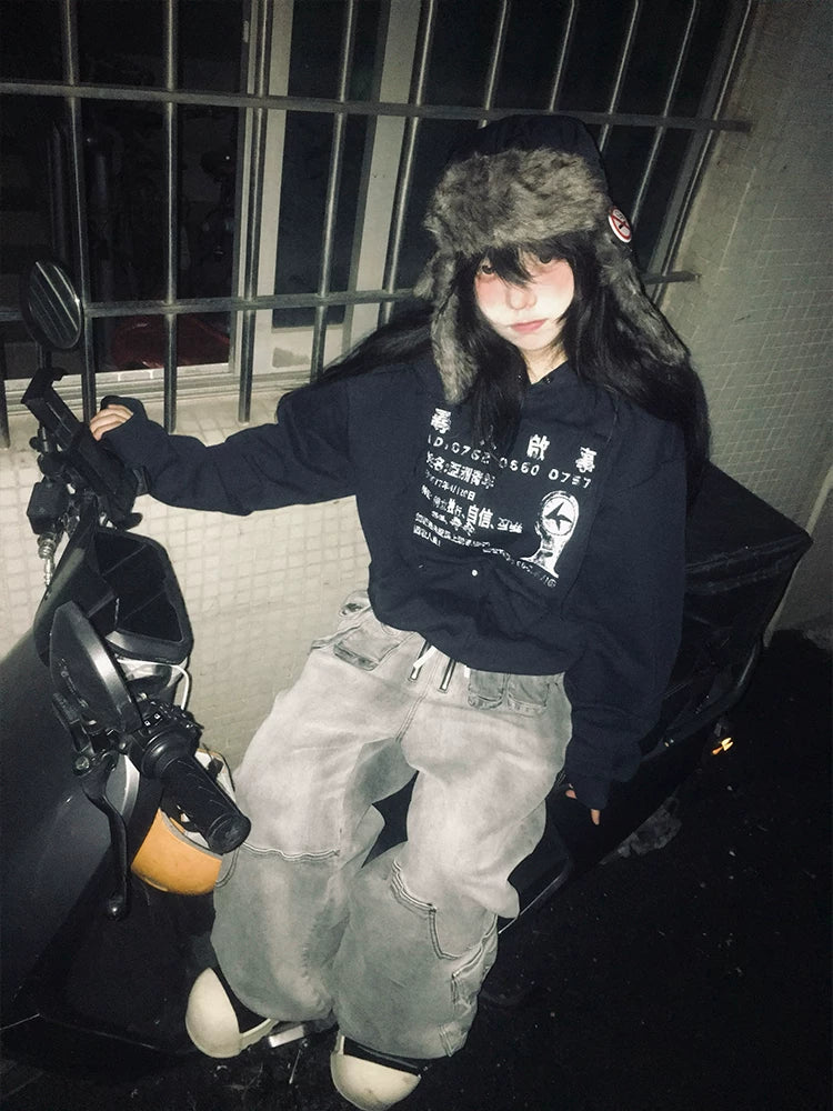 4AM Casual Patch Hooded Sweater