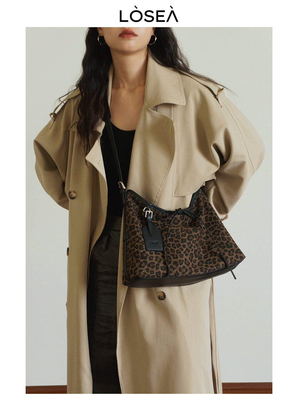 LOSEA X "Miss Polka" leopard print underarm bag