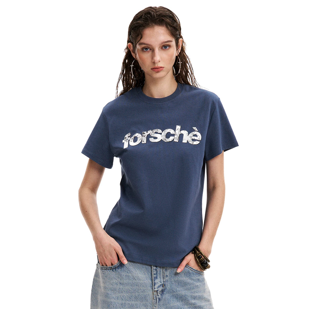 0123Start Snake Letter Print Round Neck Tee