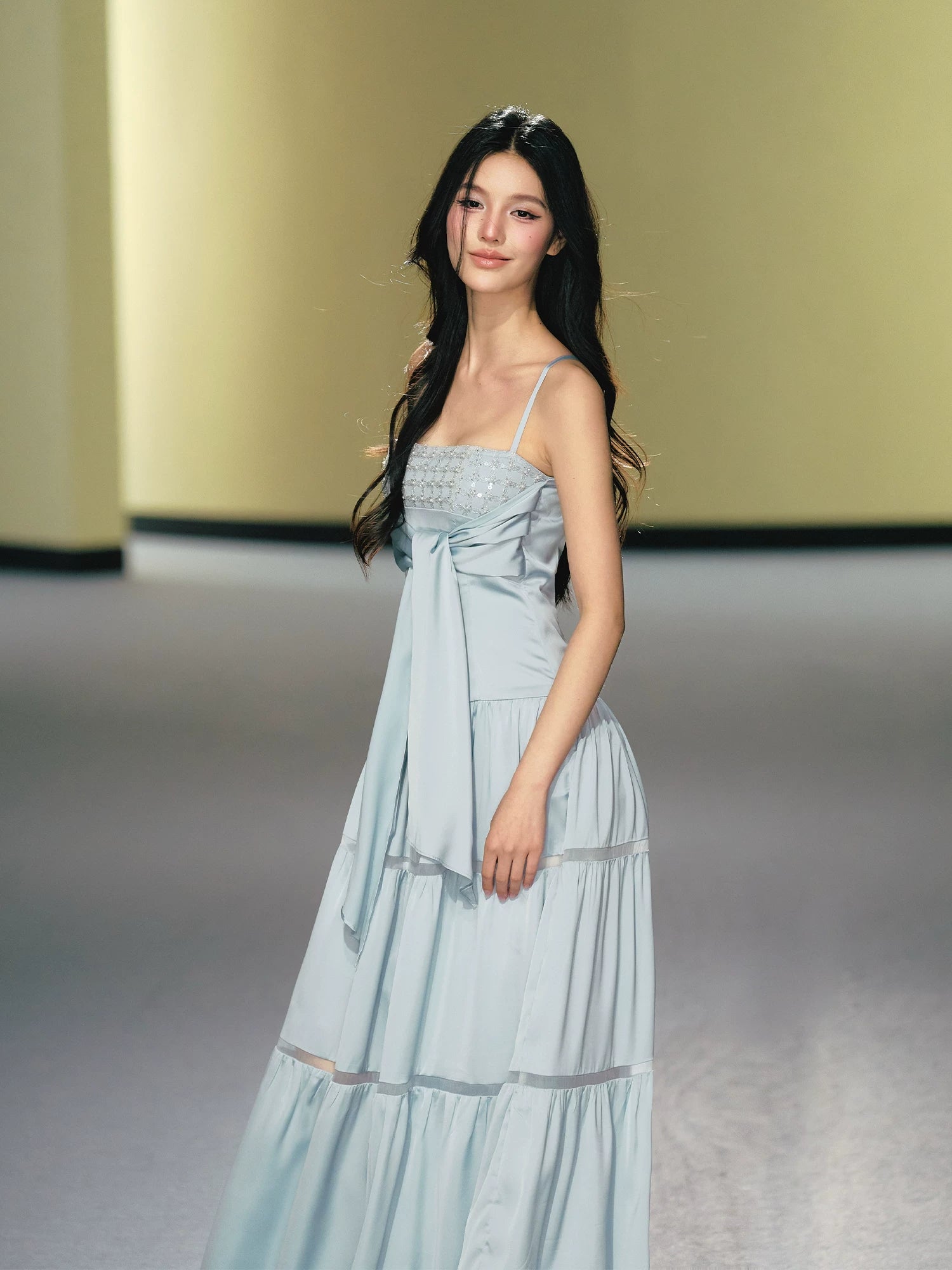 AGAM Hollow Splicing Bead Tube Top Dress