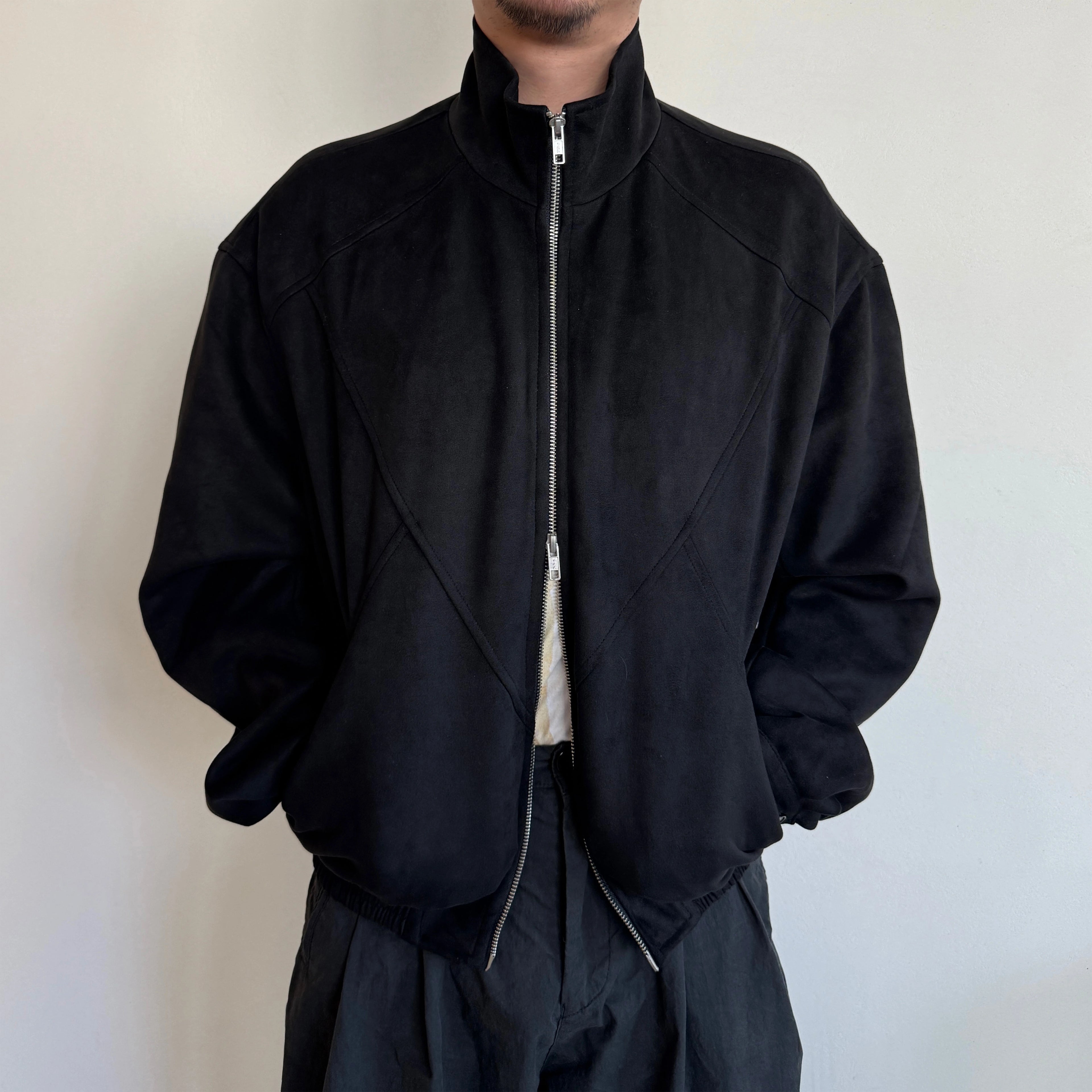 Anniehall Deconstructed Splicing Double Zip Stand-Up Jacket