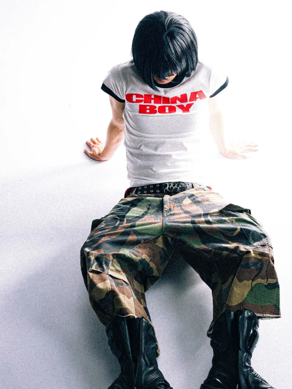 PCCVISION Double-sided Printing Color Matching Contrasting Slim Tee