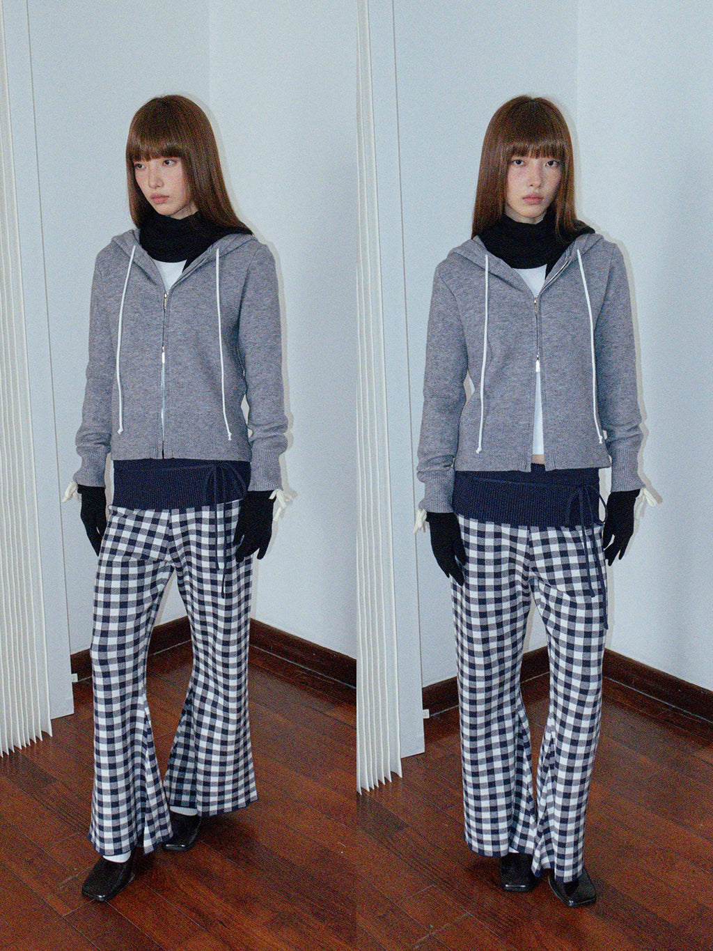 FUNKYFUN Double Zipper Micro-loose Knitted Sweater Jacket