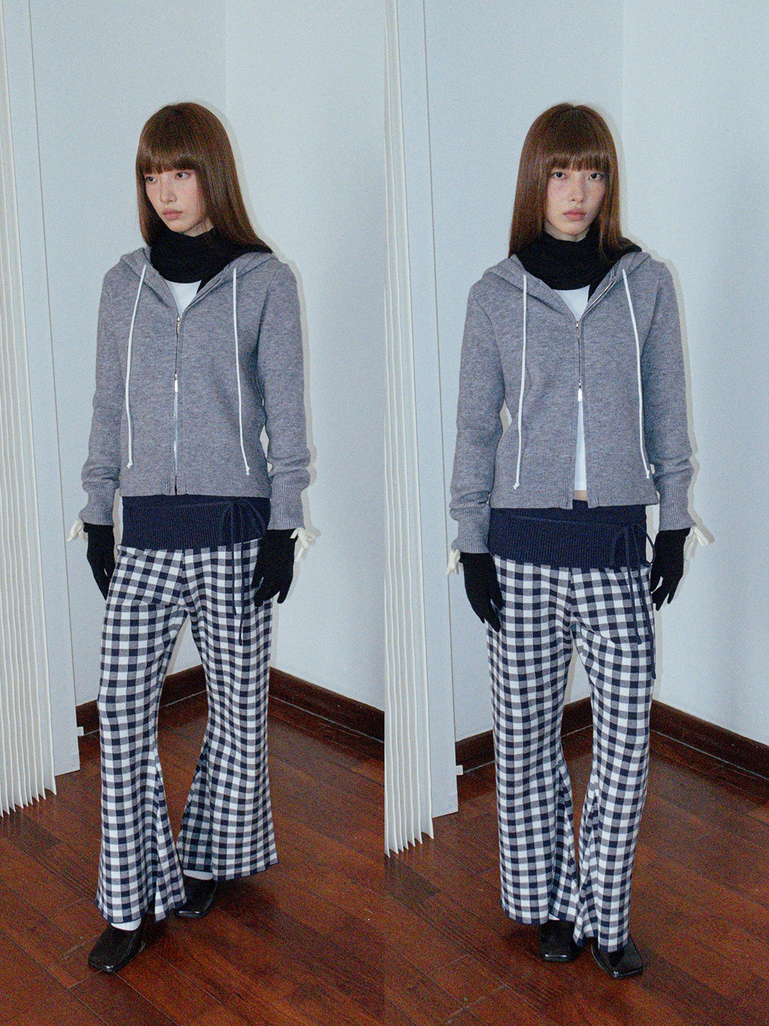 FUNKYFUN Double Zipper Micro-loose Knitted Sweater Jacket