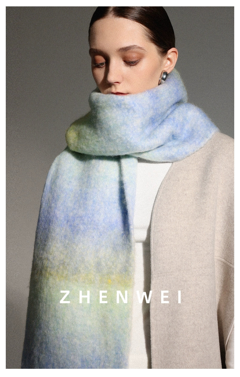 ZHENWEI Gradient Lengthened Shawl Thickened Snood