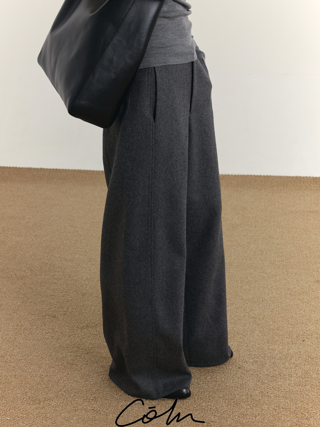 COLN Woolen Straight Skinny Casual Pants