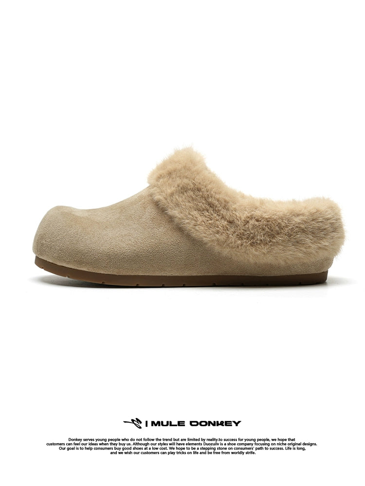 Donkey Wears Fur and Fleece Birkenstocks