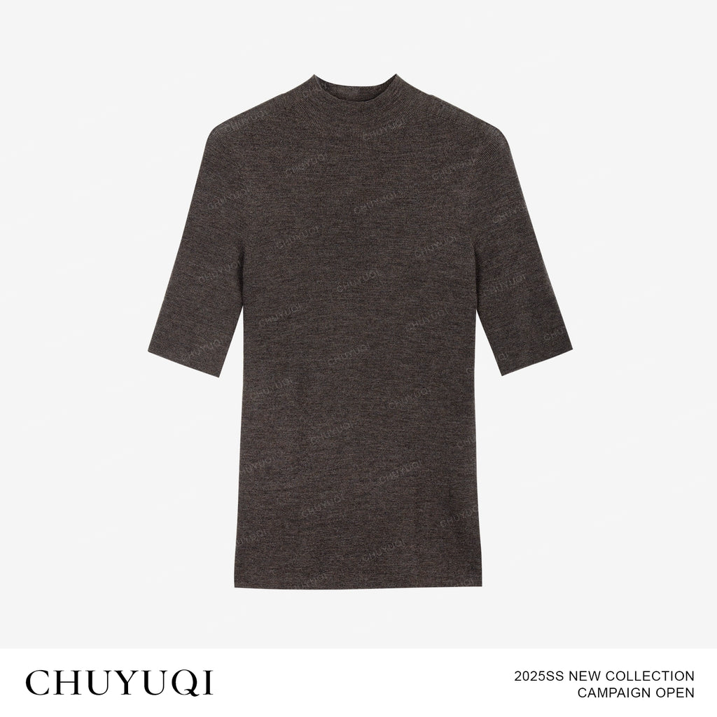 CHUYUQI Slim-fit Semi-turtleneck Bottomed Knitted Sweater