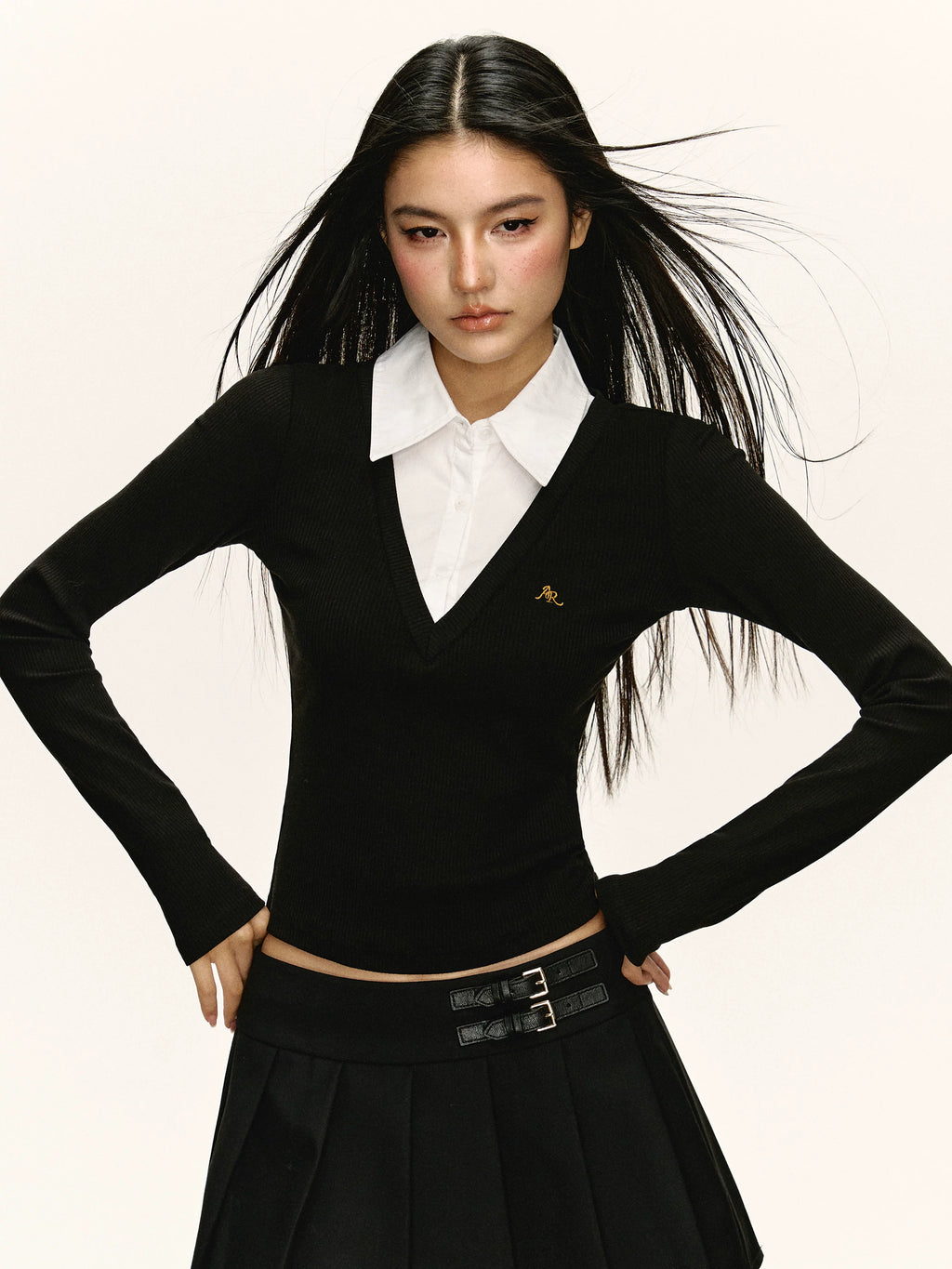 Ariseism Vintage Casual Fake Two Long Sleeves
