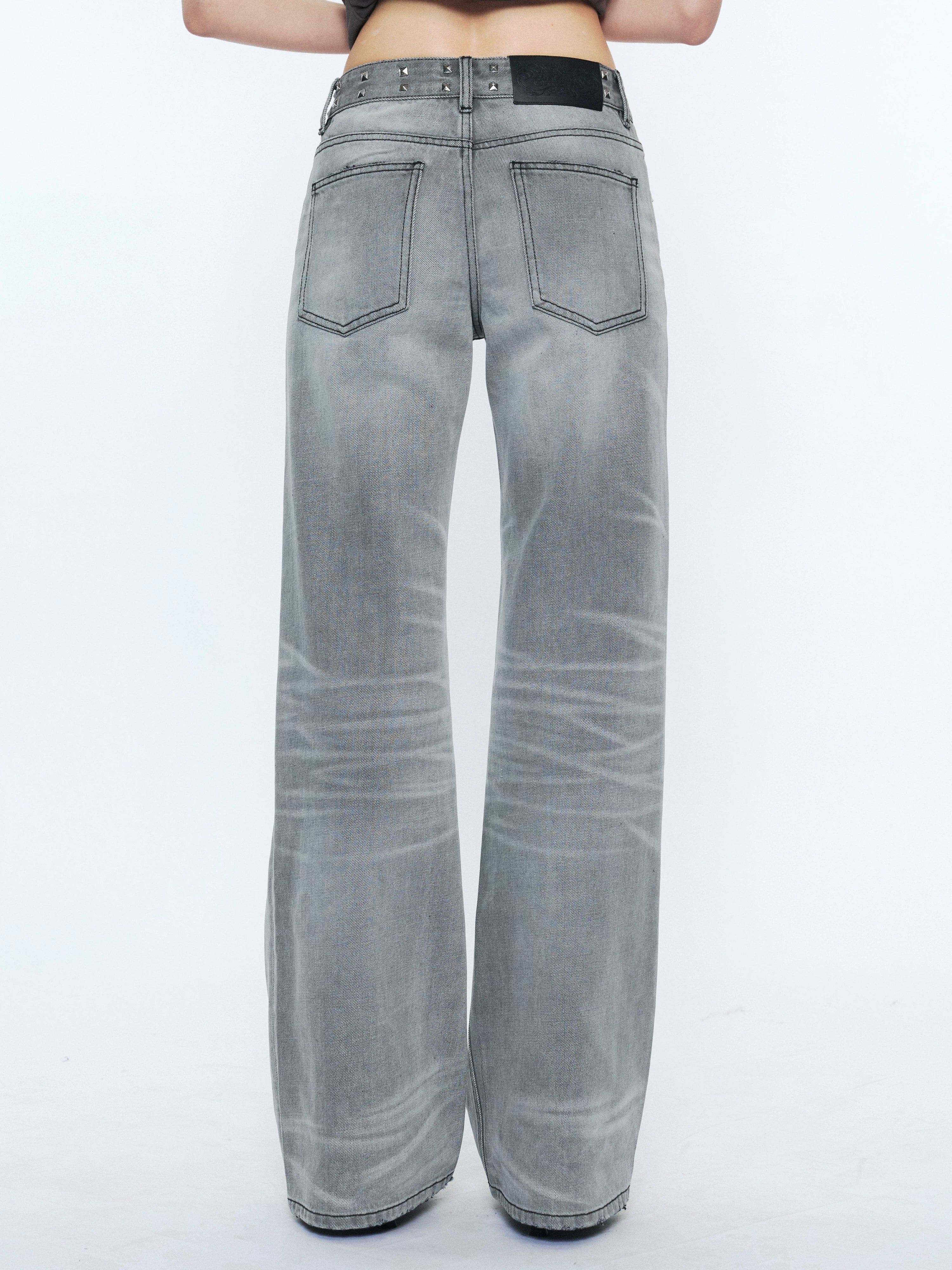 2th Desire Rivet Waist Straight Low Waist Jeans