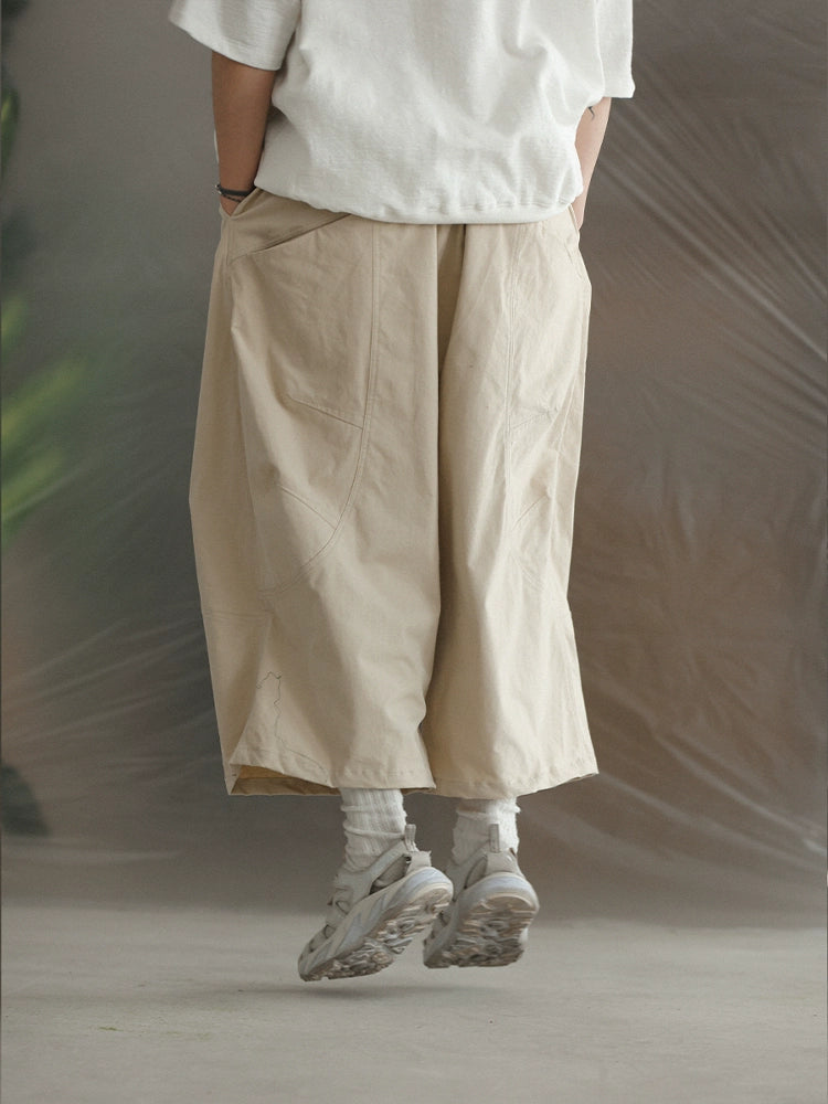 NOEARS Japanese Retro Elastic Waist Loose Casual Pants