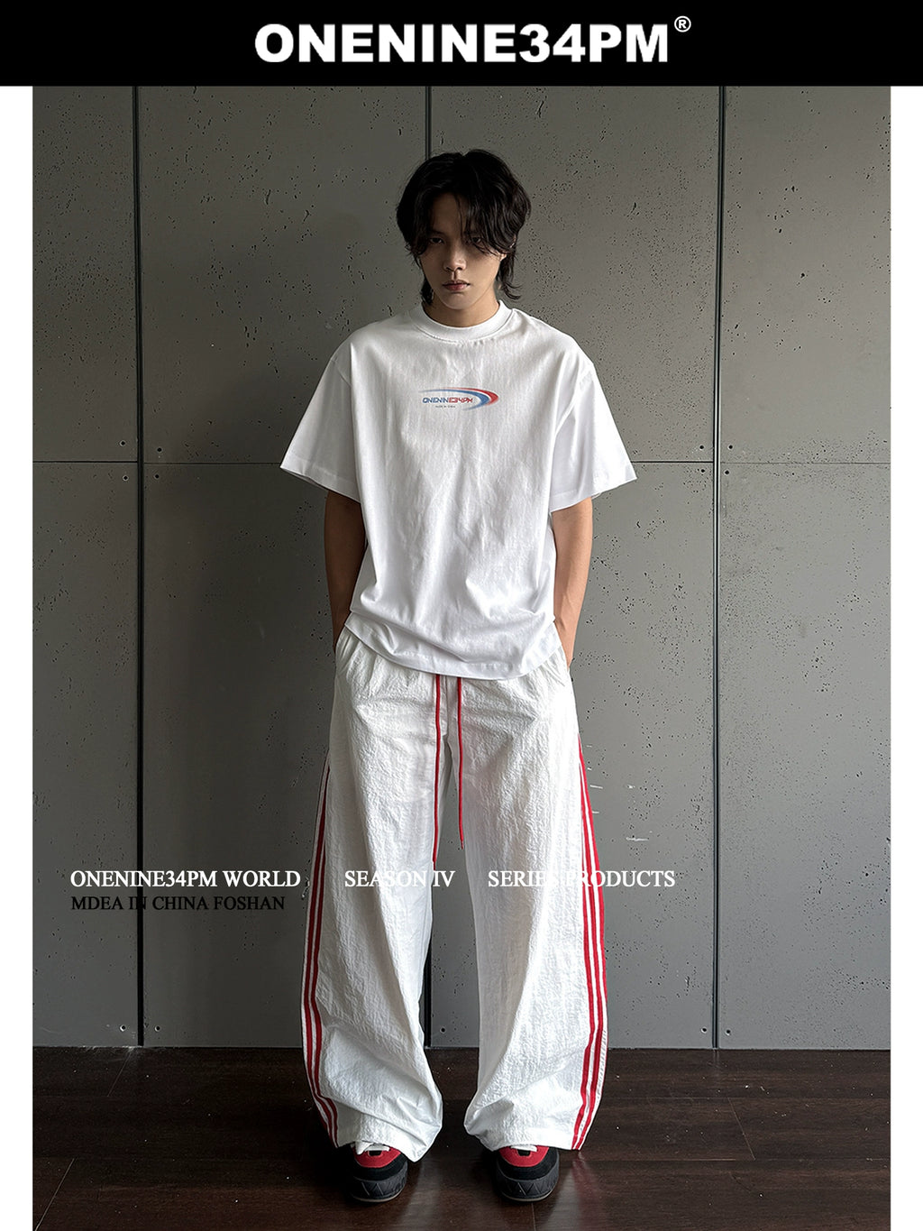 ONENINE34PM Thin Bar Sports Casual Pants