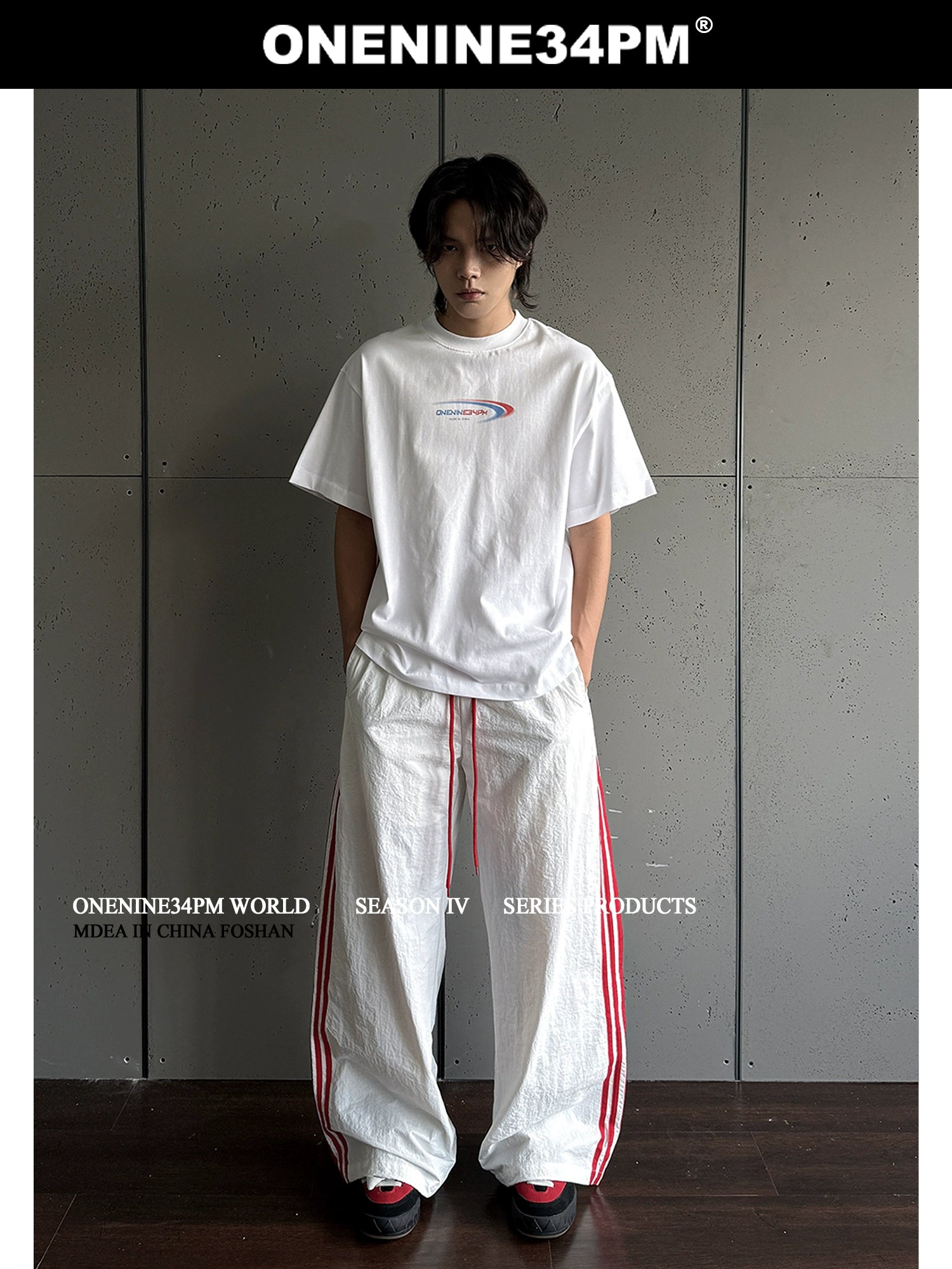 ONENINE34PM Thin Bar Sports Casual Pants