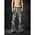 NOMANIAI Old Dirty Multi-pocket Straight Wide-leg Floor-mopping Overalls