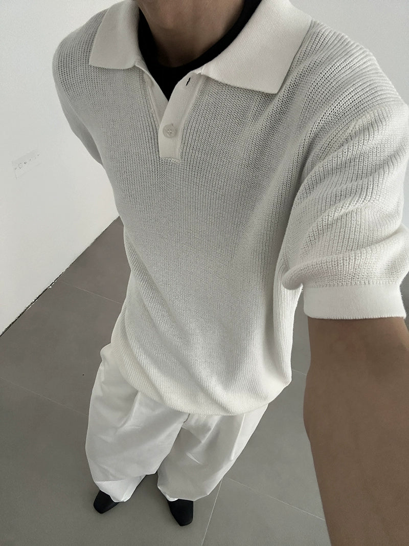 COLN Comfortable Casual Knitted Lapel Polo Shirt